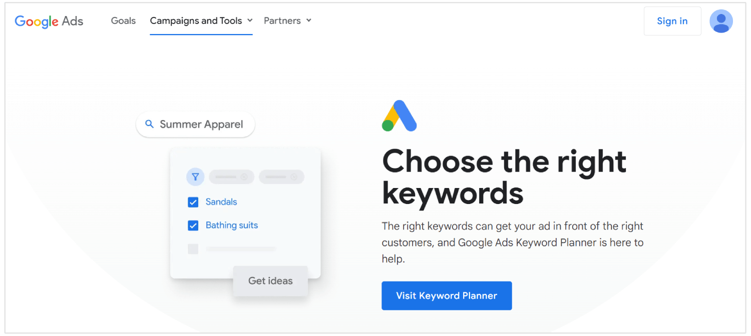 google keyword planner hjemmeside